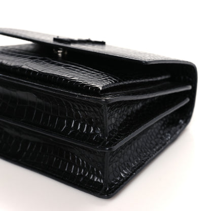 Saint Laurent Calfskin Crocodile Embossed Medium Monochrome Monogram Sunset Black 8 of 8