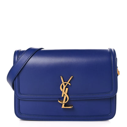 Saint Laurent Box Calfskin Monogram Medium Solferino Satchel Blue 1 of 9