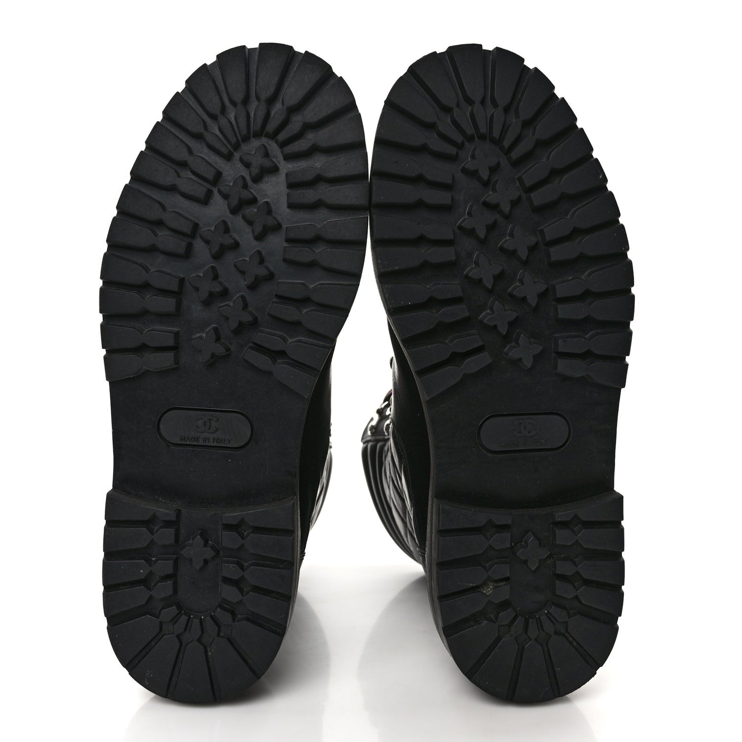Lambskin Quilted Lace Up Boots 37.5 Black