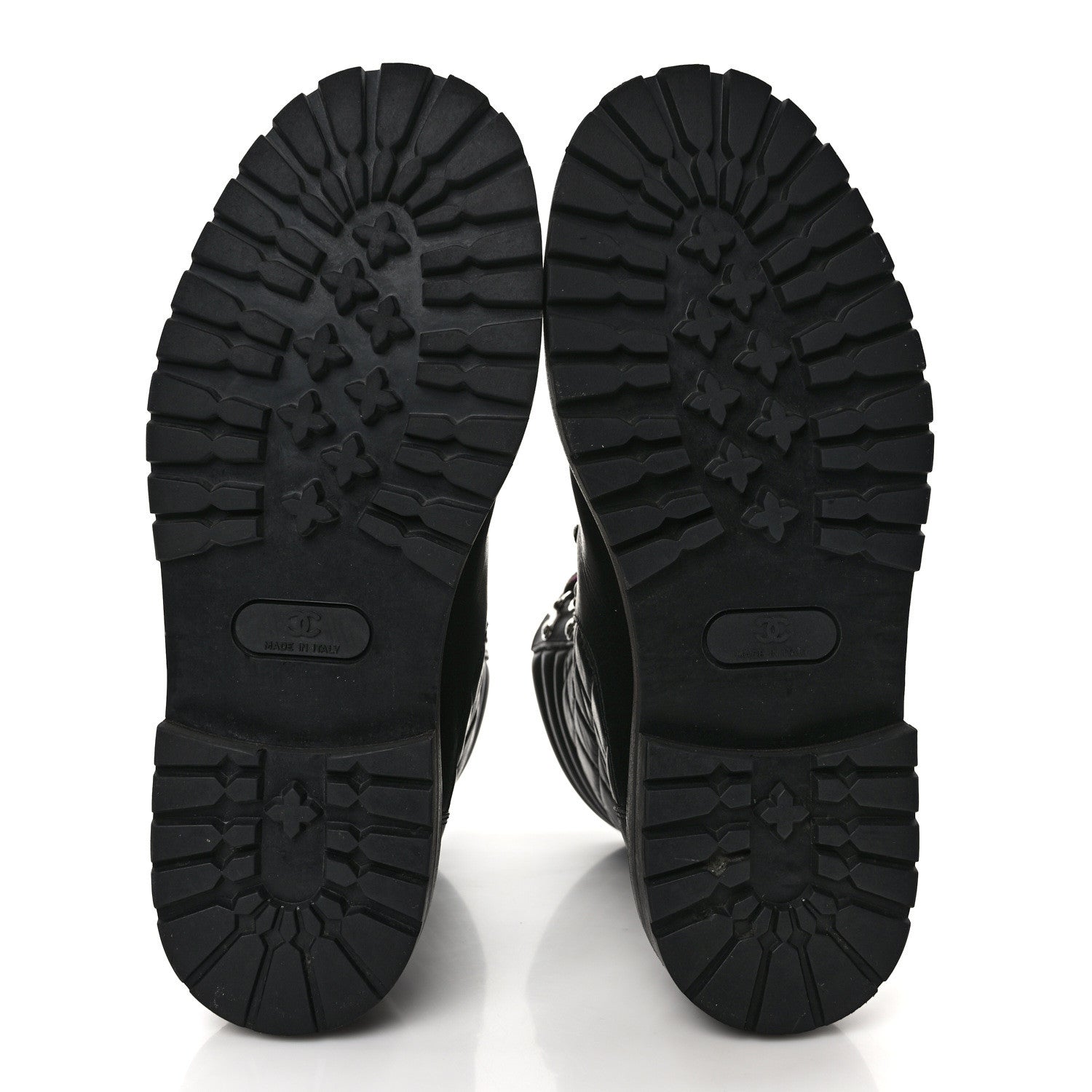 Chanel Lambskin Quilted Lace Up Boots 37.5 Black 5 of 8