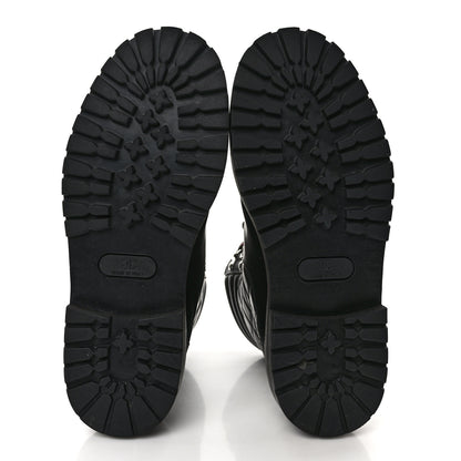 Chanel Lambskin Quilted Lace Up Boots 37.5 Black 5 of 8