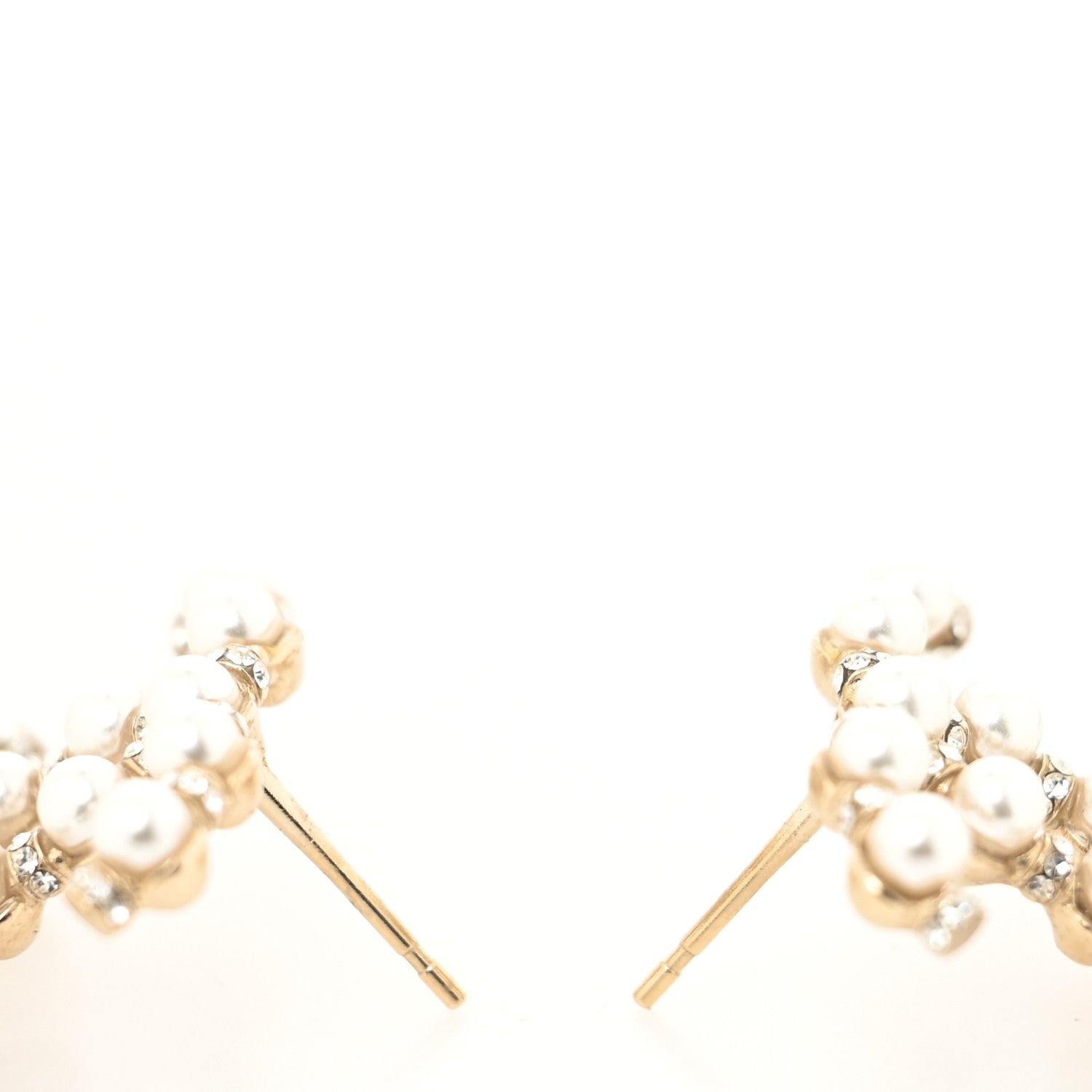 Chanel Pearl Crystal Nefertiti CC Earrings Gold 3 of 4