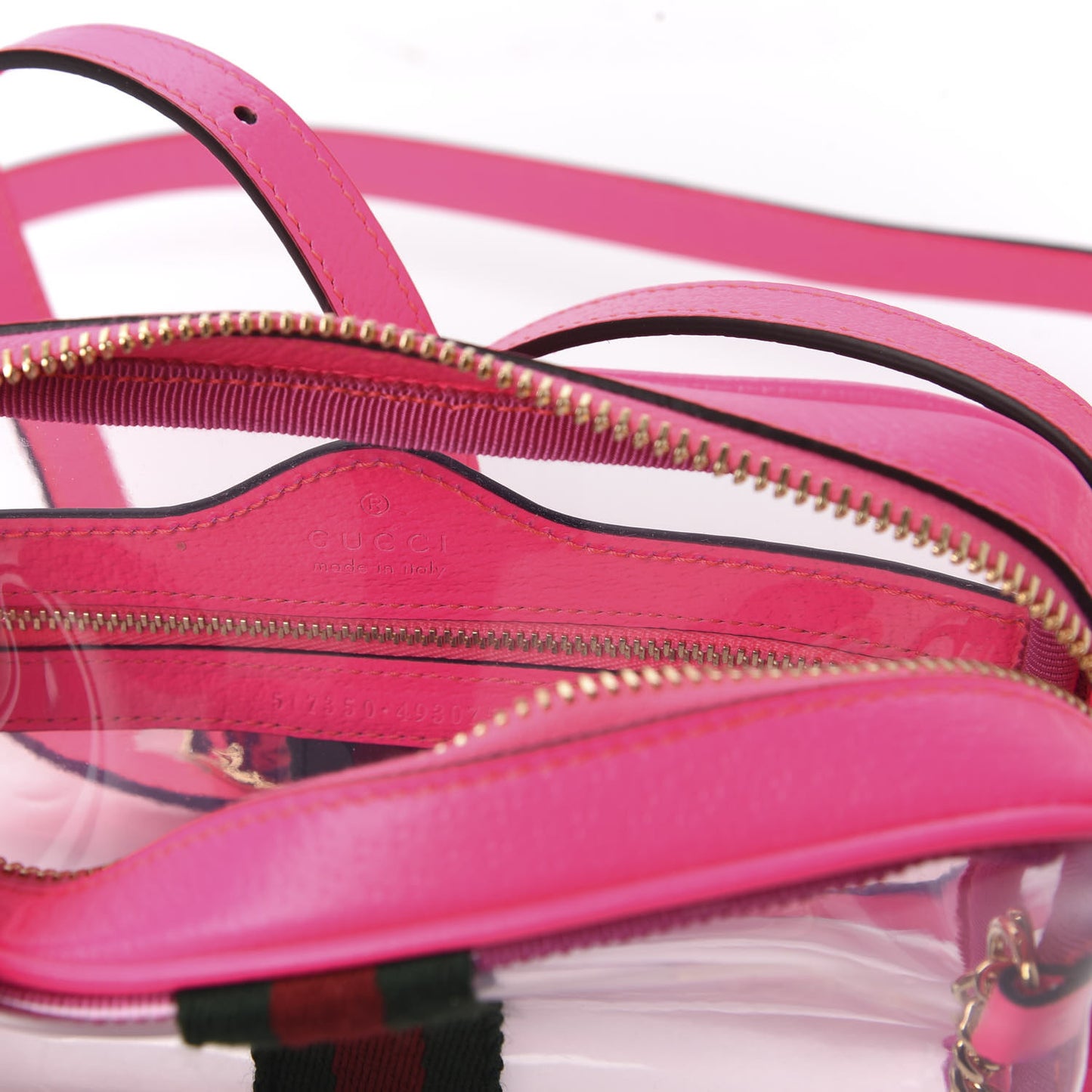 Vinyl Web Mini Ophidia Transparent Shoulder Bag Fluorescent Fuchsia