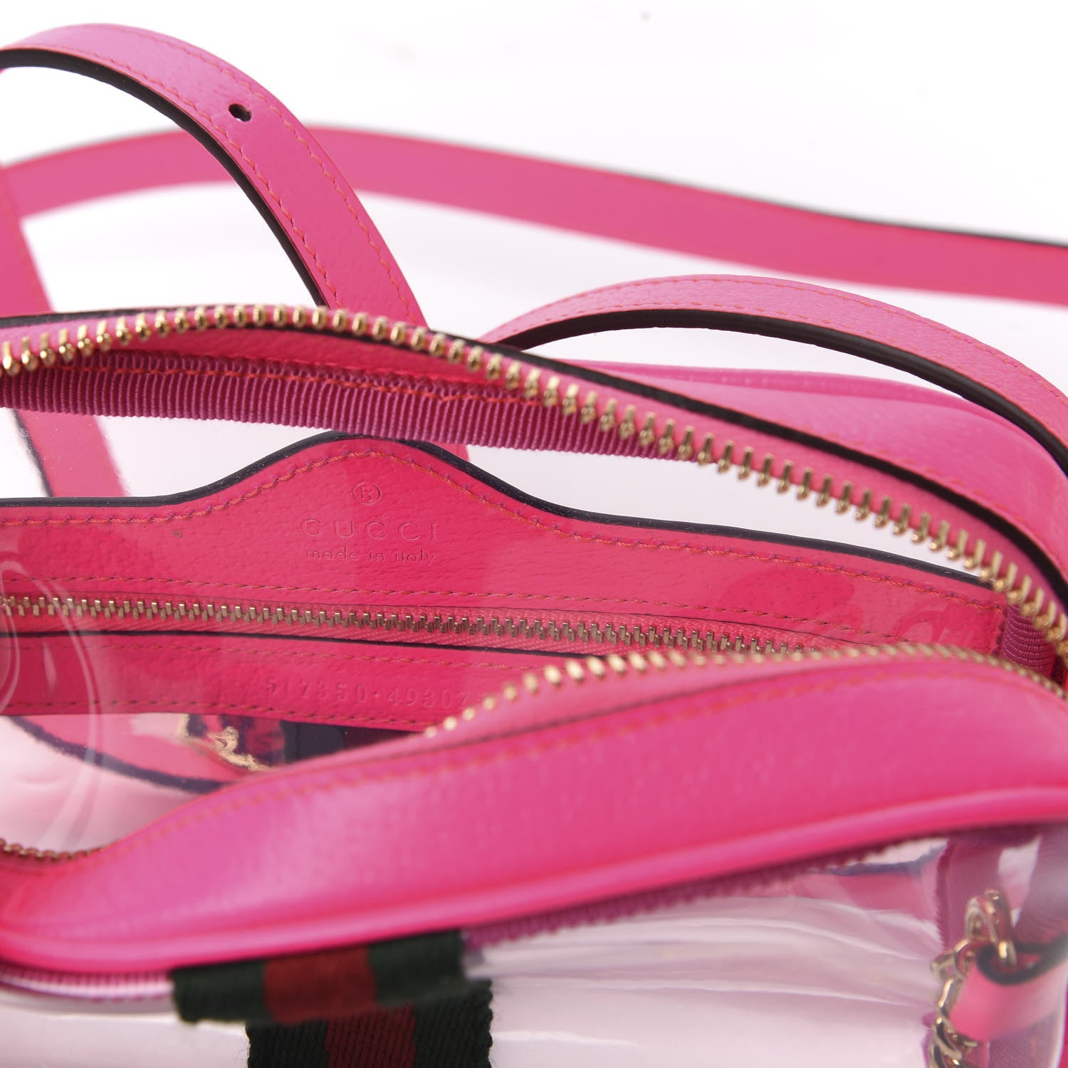 Gucci Vinyl Web Mini Ophidia Transparent Shoulder Bag Fluorescent Fuchsia 8 of 9