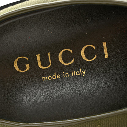 Gucci New Canvas Monogram GG Granada Kid Womens Horsebit Mules 35.5 Green 6 of 10