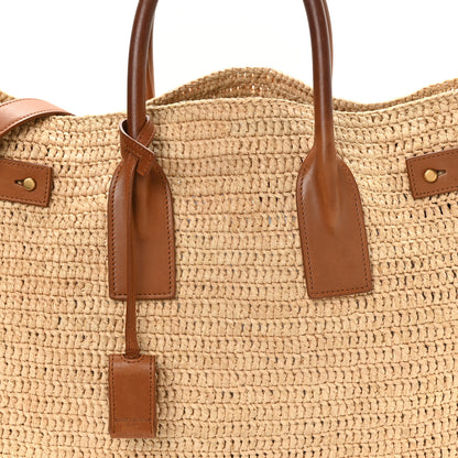 Saint Laurent Raffia Calfskin Medium Souple Sac De Jour Naturale Brick 8 of 10