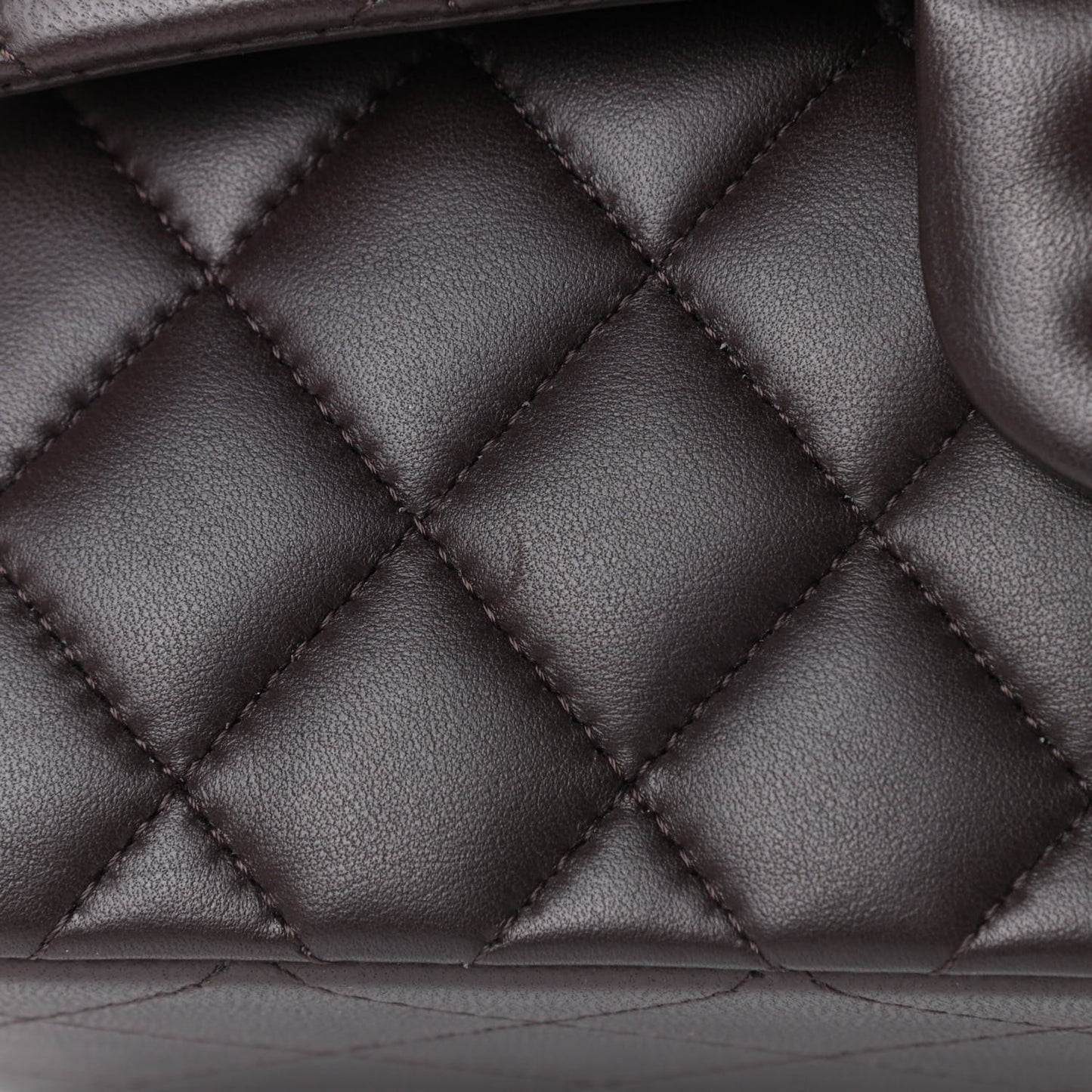 Lambskin Quilted Small Double Flap Dark Brown