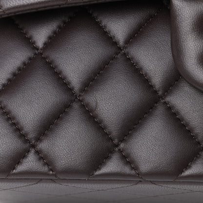 Chanel Lambskin Quilted Small Double Flap Dark Brown 8 of 8