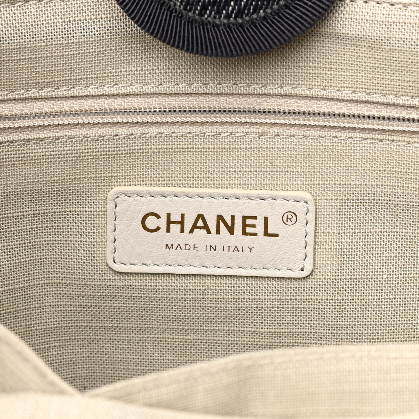 Denim Medium Deauville Tote Dark Blue White