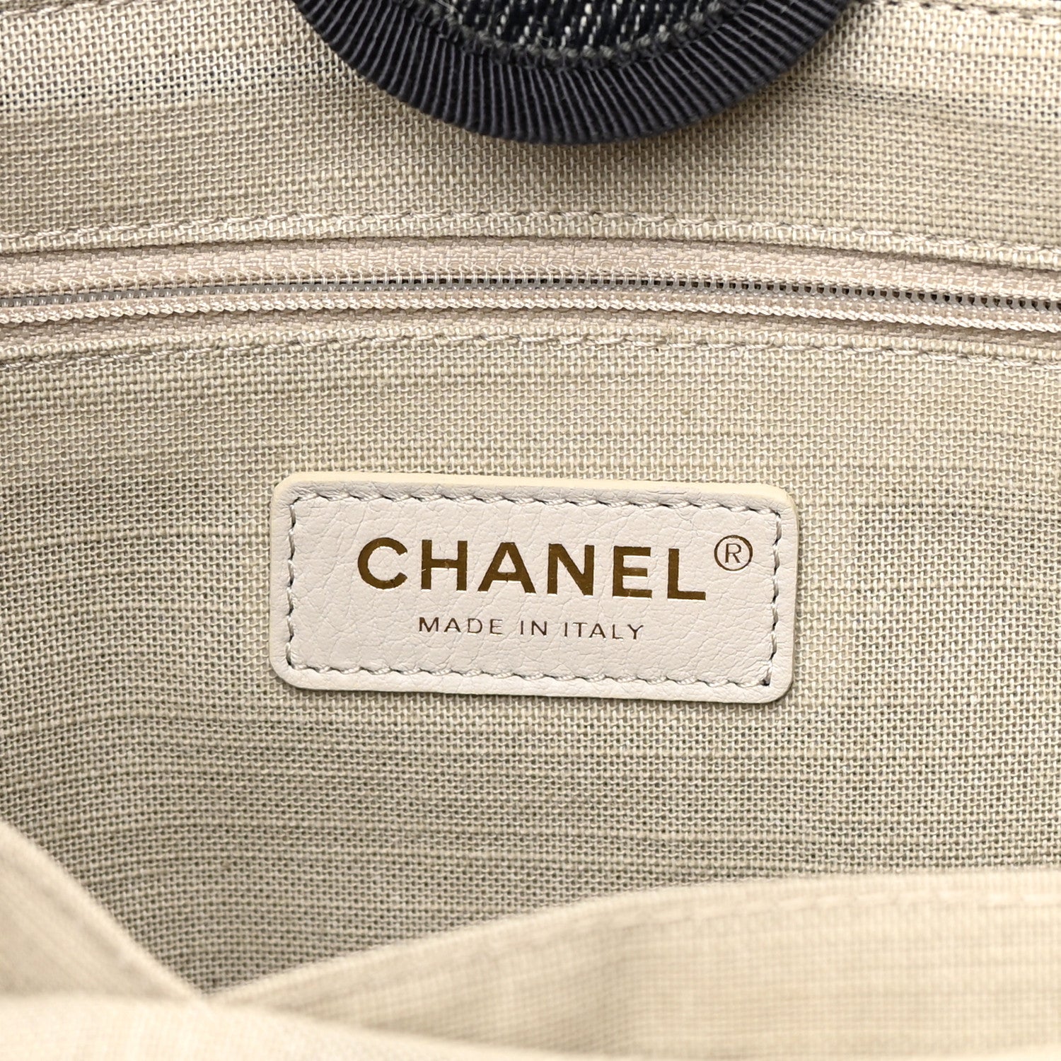 Chanel Denim Medium Deauville Tote Dark Blue White 7 of 13