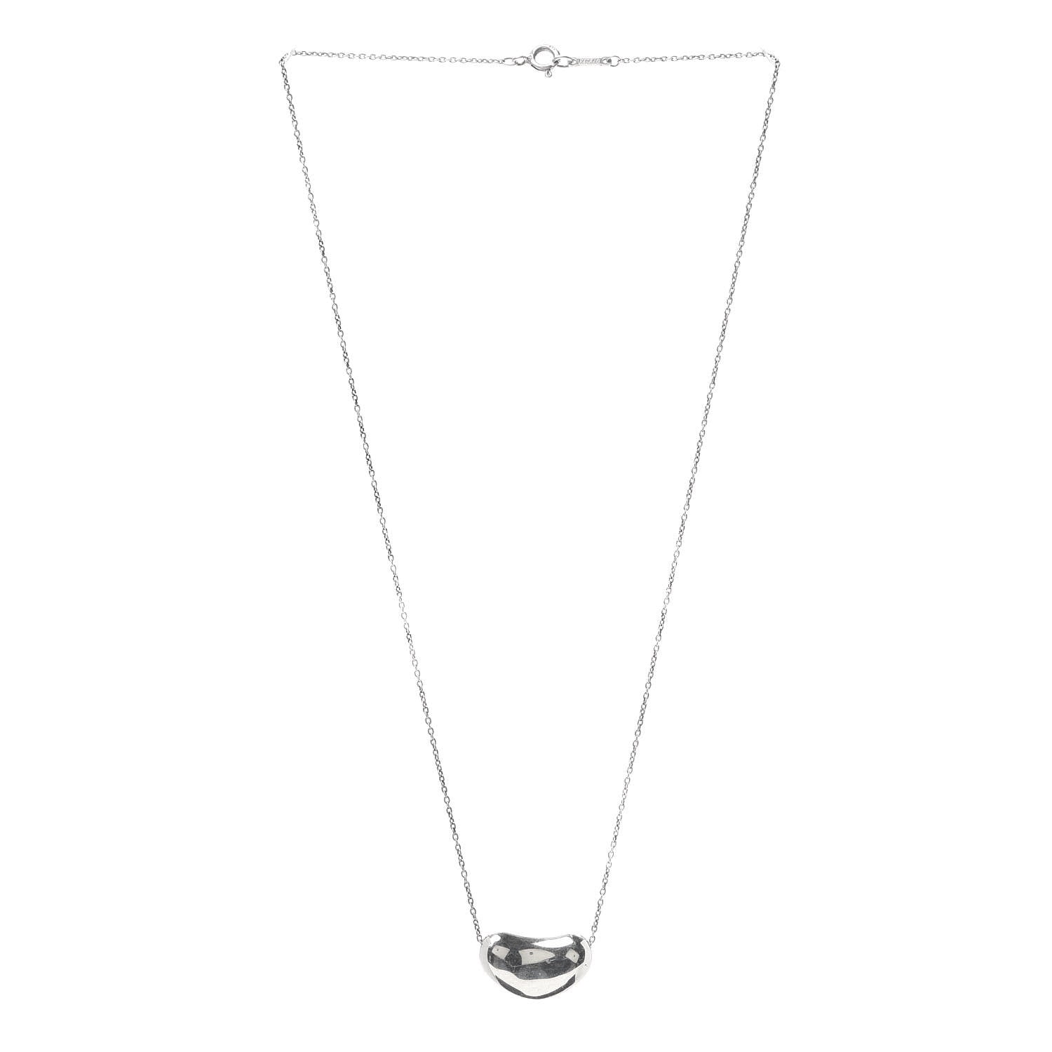 Tiffany Sterling Silver 12mm Elsa Peretti Bean Pendant Necklace 3 of 6