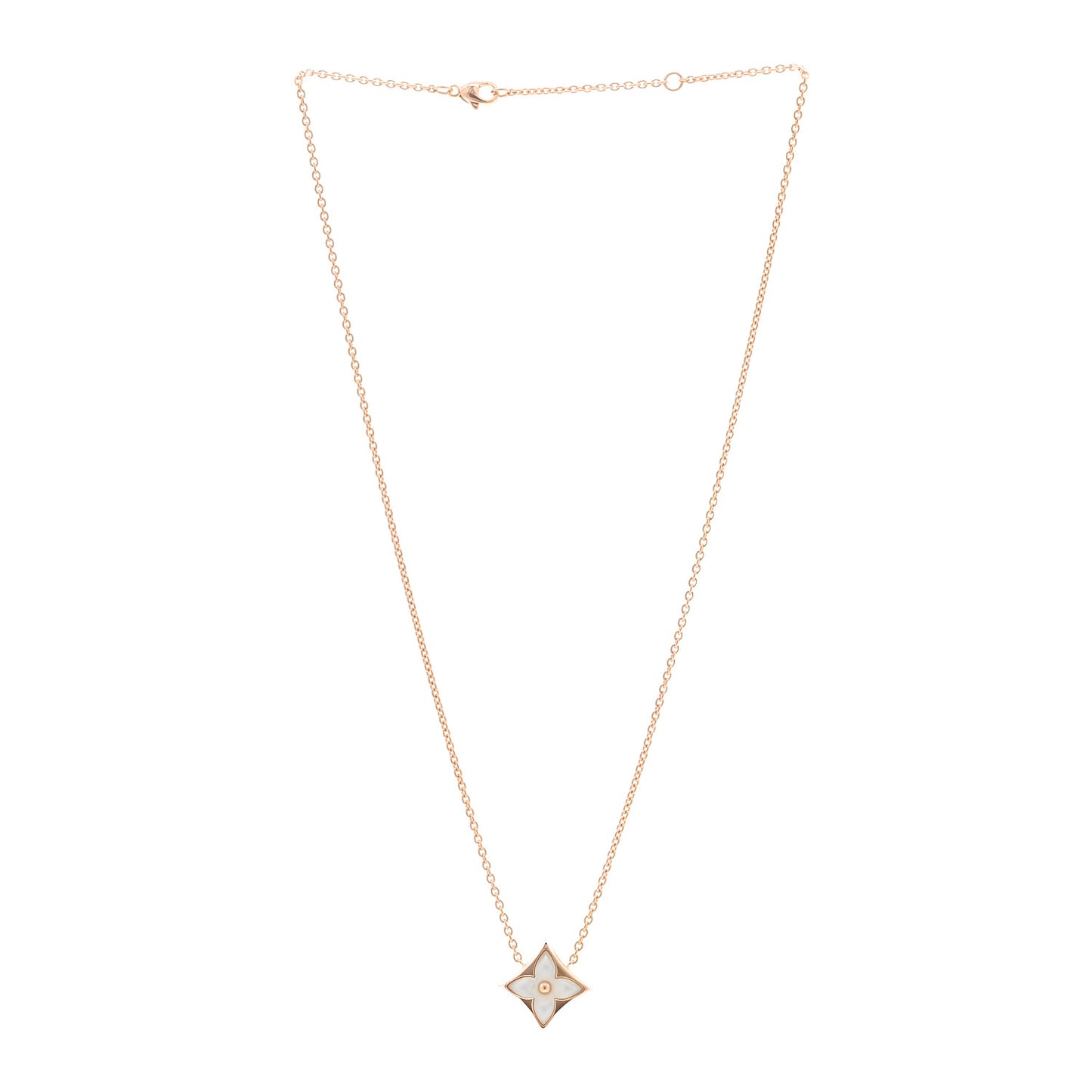 18K Pink Gold Mother of Pearl Color Blossom Star Pendant Necklace