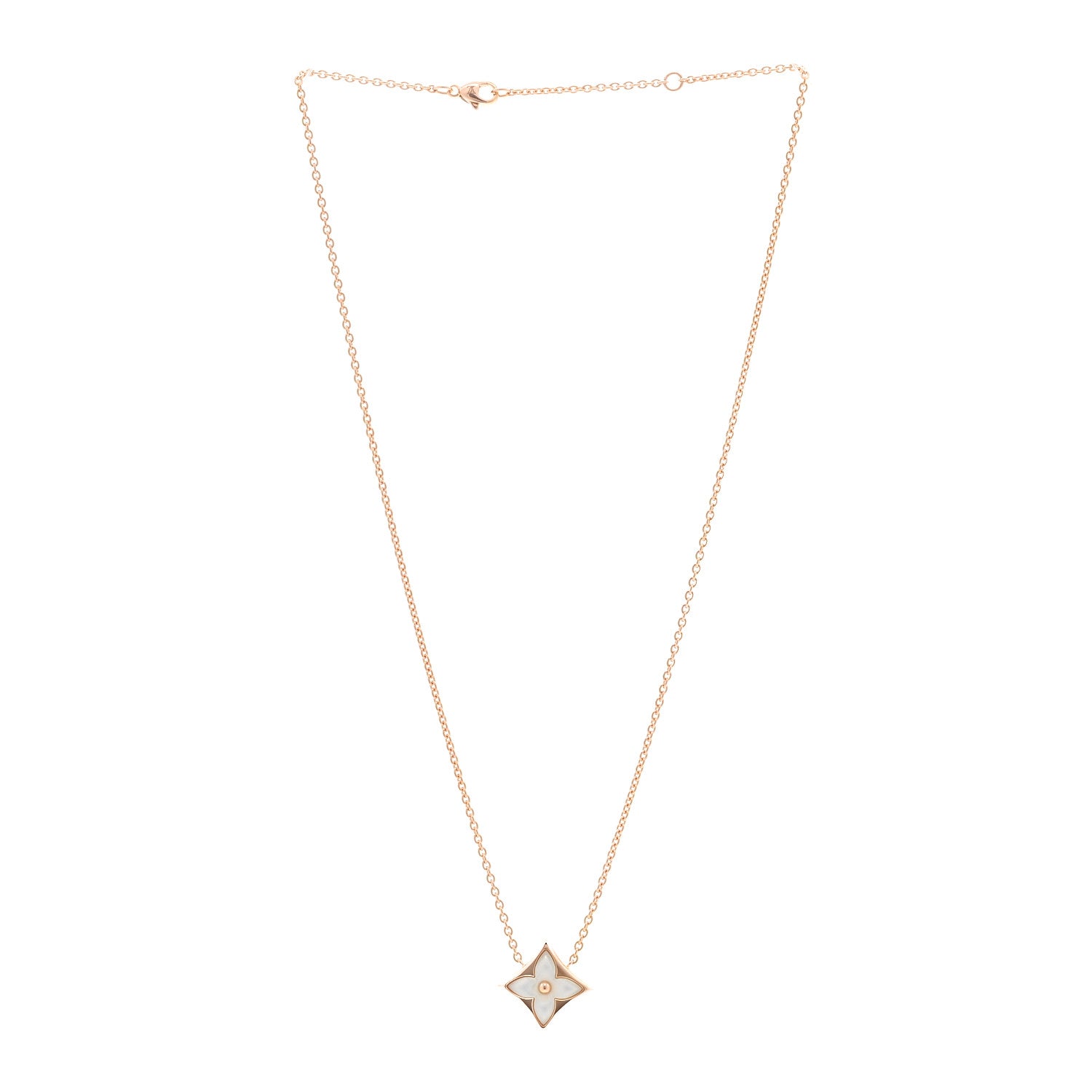 Louis Vuitton 18K Pink Gold Mother of Pearl Color Blossom Star Pendant Necklace 3 of 6