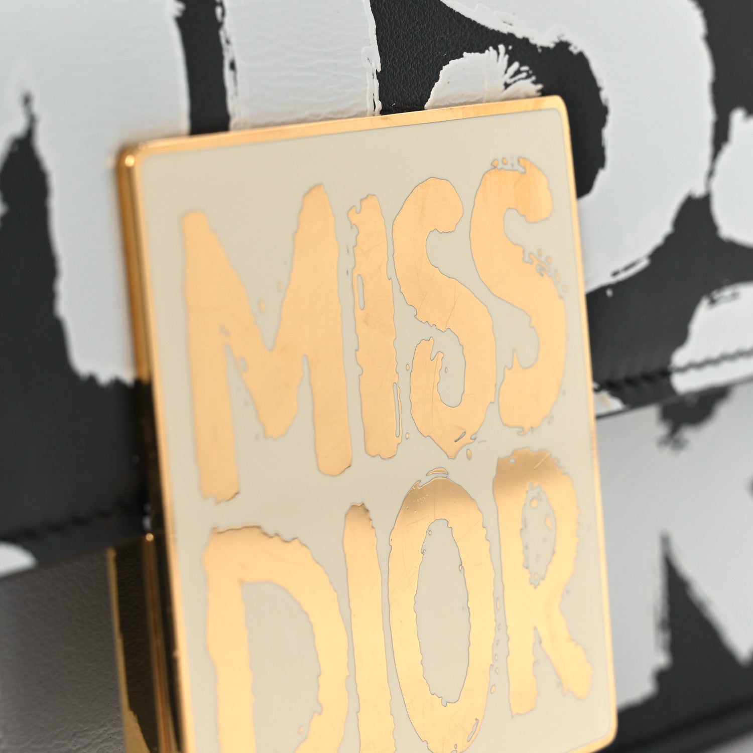 Christian Dior Calfskin Graffiti Printed Miss Dior Flap Black White 11 of 15