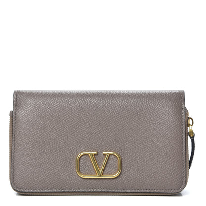 Valentino Garavani Grainy Calfskin Vlogo Zip Around Wallet Clay 1 of 10