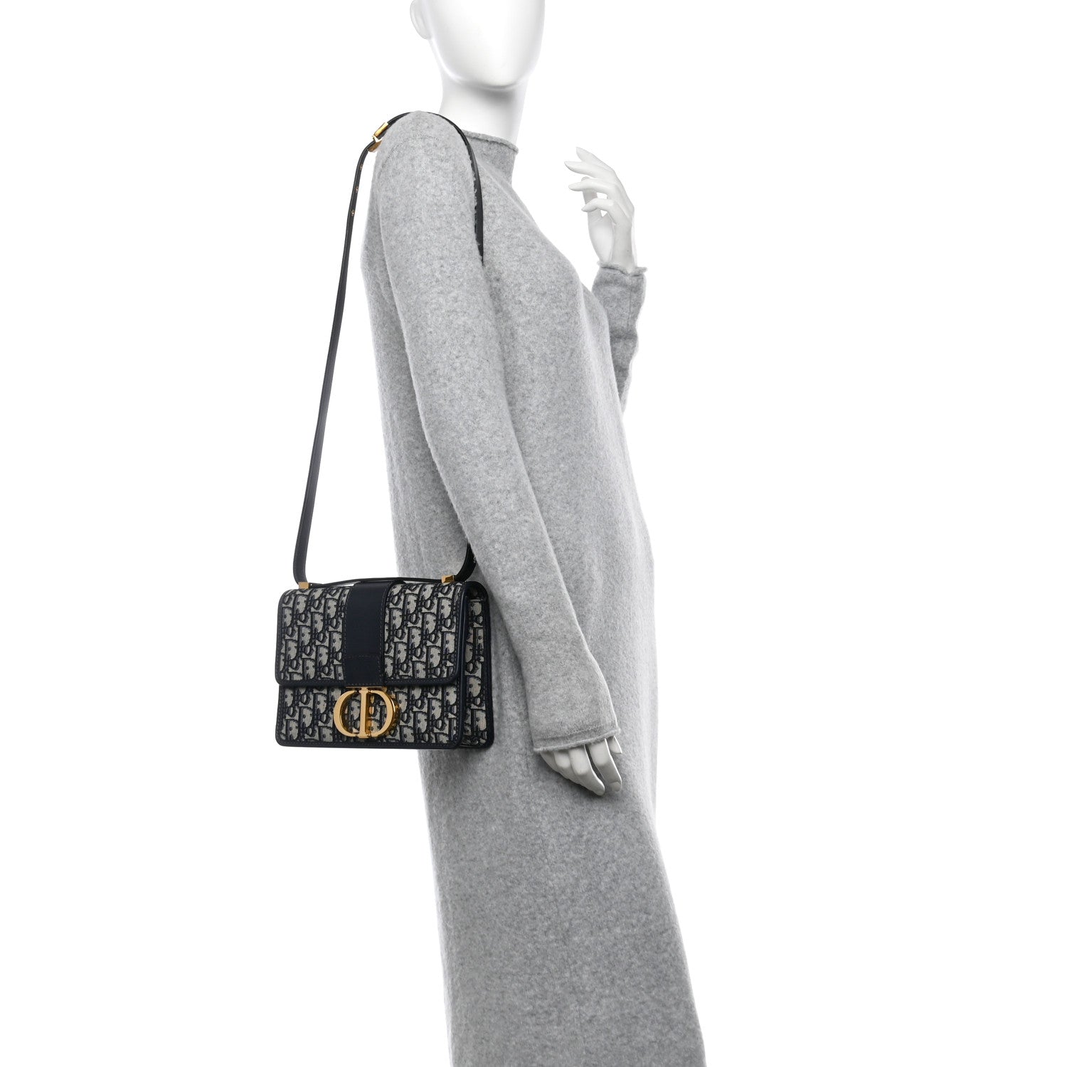 Christian Dior Oblique 30 Montaigne Flap Bag Blue 2 of 12