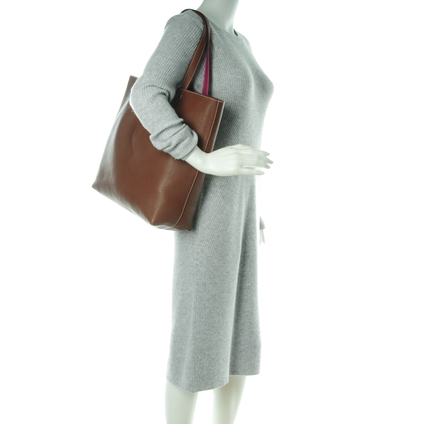 Taurillon Clemence Double Sens 45 Reversible Tote Marron Tosca