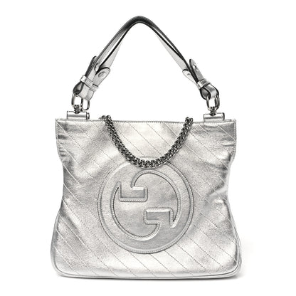 Gucci Sakai Be Green Calfskin Diagonal Stitched Small Blondie Tote Silver 1 of 10