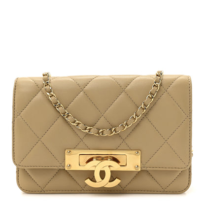 Chanel Lambskin Quilted Golden Class Wallet On Chain WOC Dark Beige 1 of 14