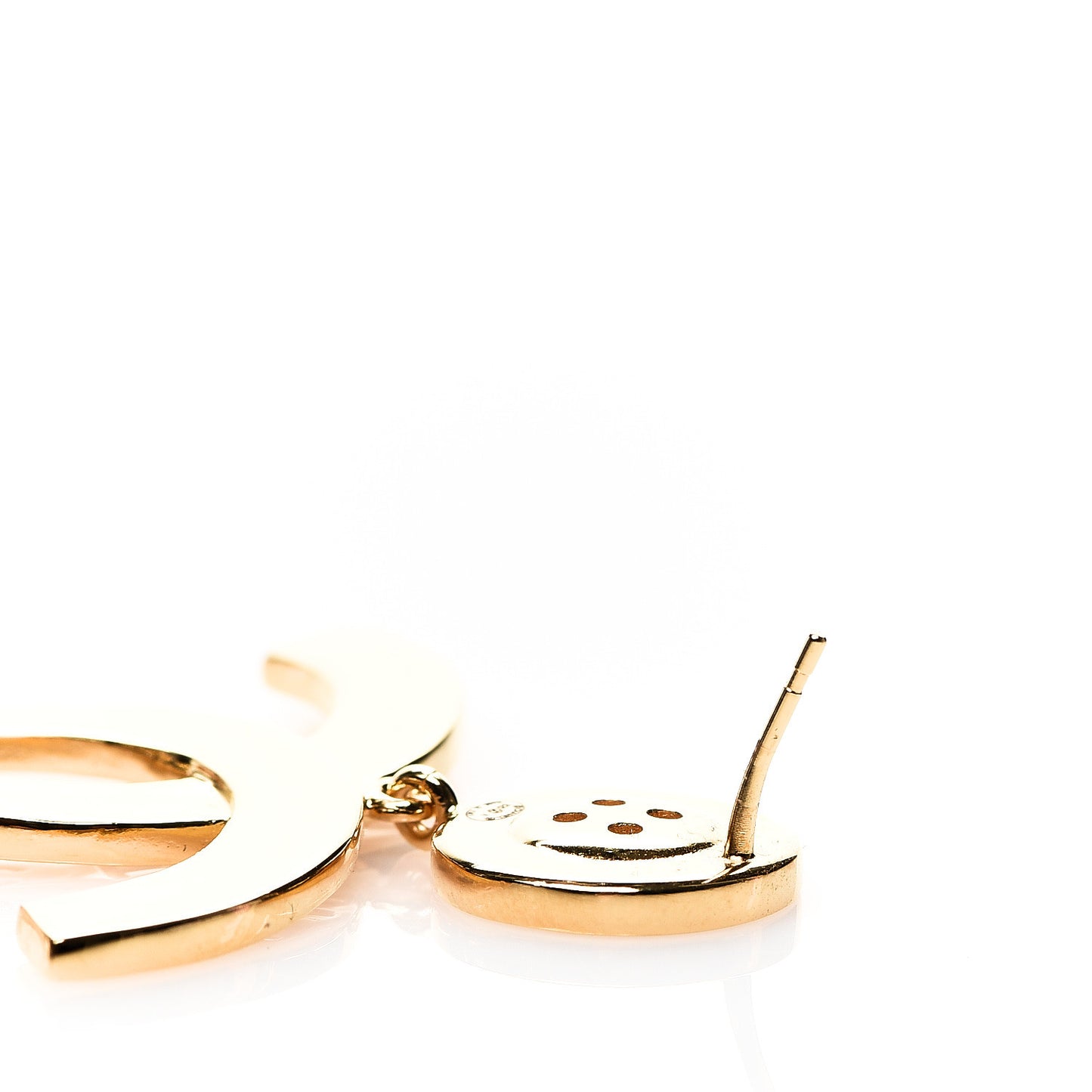 Metal Large Paris Button Earrings Gold