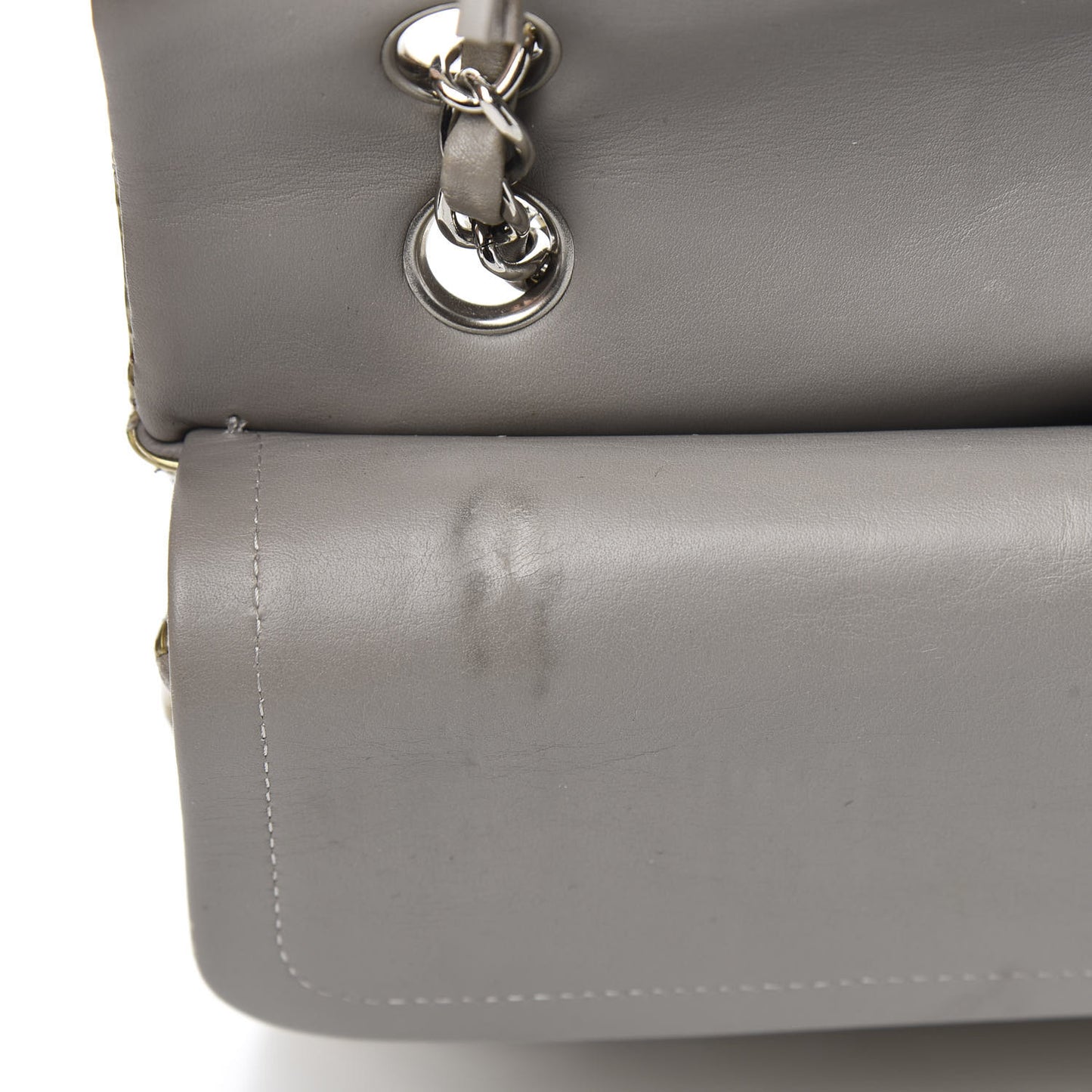 Striated Patent Quilted Medium Double Flap Gold