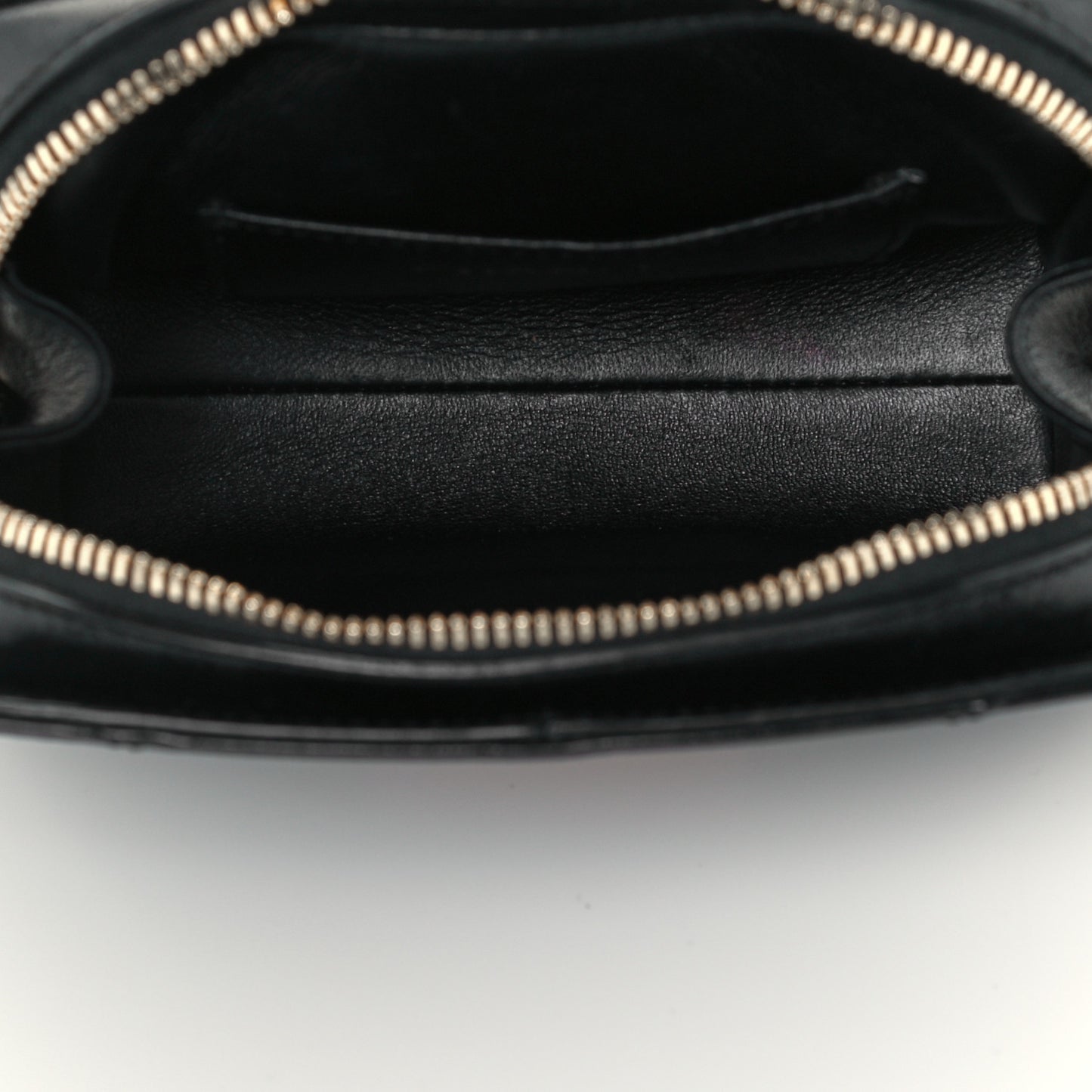 Calfskin Chevron Quilted Medal Flap Black