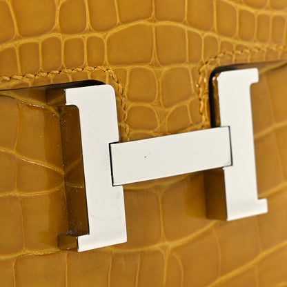 Hermes Shiny Alligator Constance Short Wallet Jaune Ambre 8 of 9