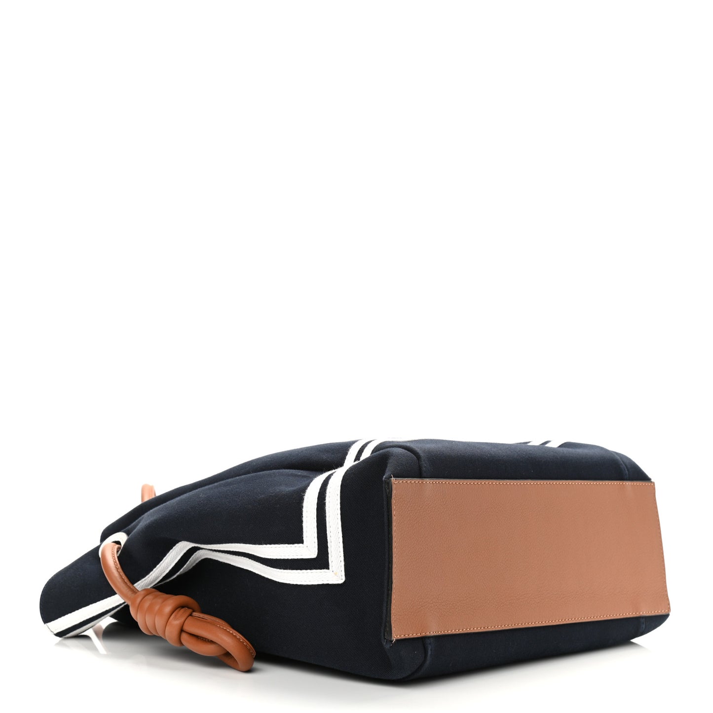 Canvas Calfskin Flamenco Knot Tote Deep Blue Soft White