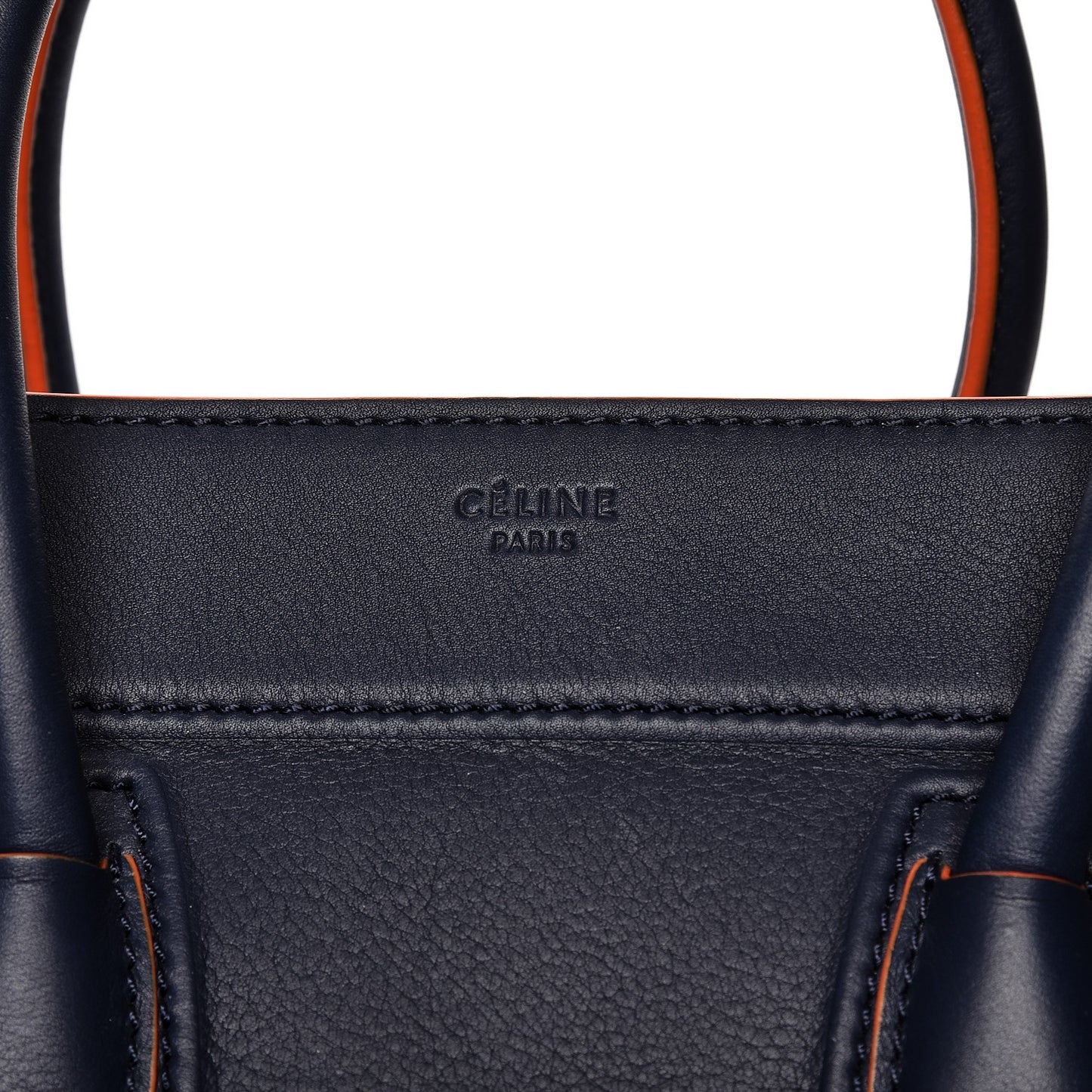 Supple Calfskin Large Phantom Luggage Navy Blue Orange
