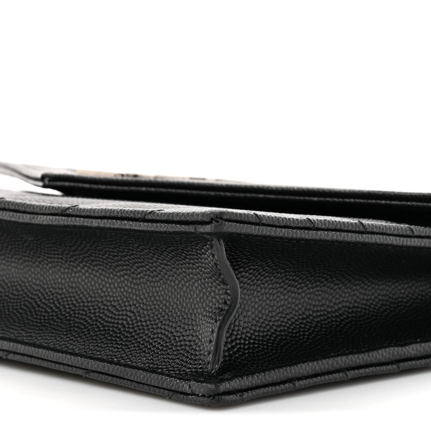 Grain De Poudre Matelasse Chevron Monogram Envelope Chain Wallet Black