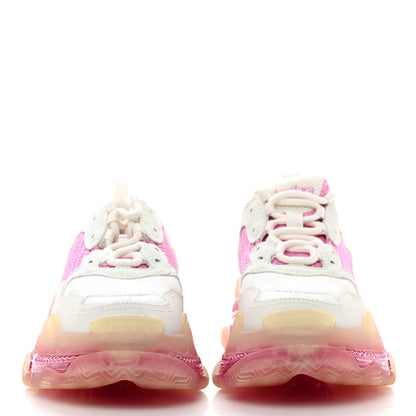 Balenciaga Fabric Mesh Clear Sole Womens Triple S Sneakers 36 White Pink 2 of 9