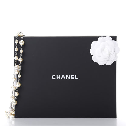 Chanel Crystal Pearl CC Long Necklace Silver 5 of 5