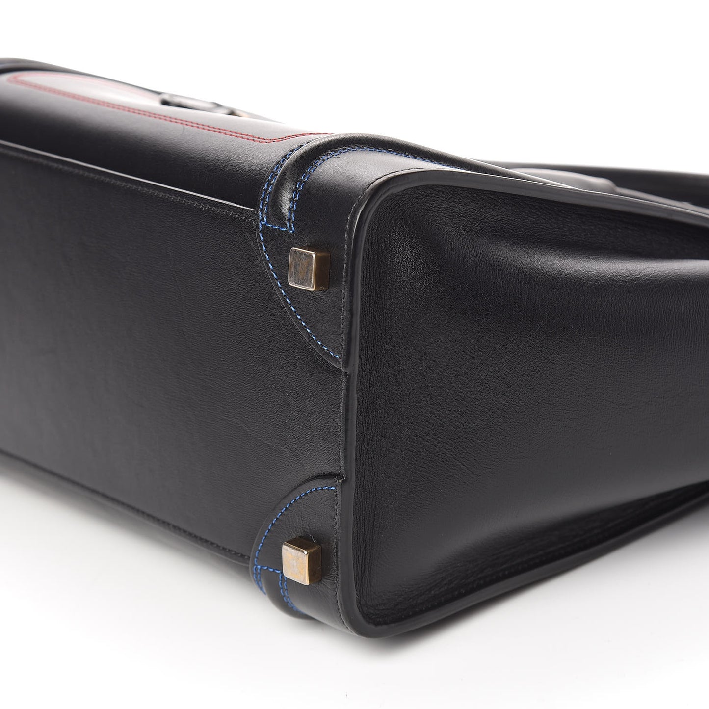 Smooth Calfskin Multicolor Double Stitching Micro Luggage Black