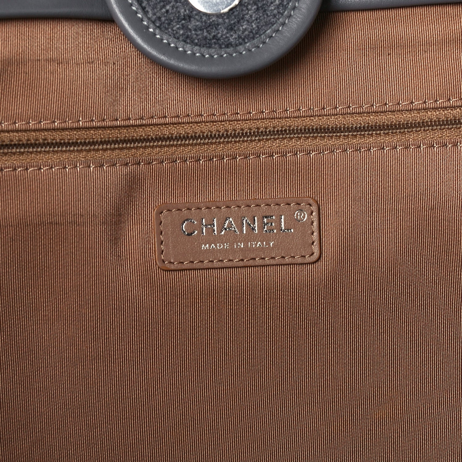 Chanel Wool Felt Calfskin Large Deauville Tote Grey Beige 6 of 10