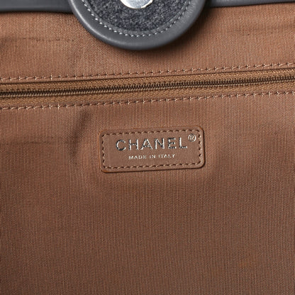 Chanel Wool Felt Calfskin Large Deauville Tote Grey Beige 6 of 10