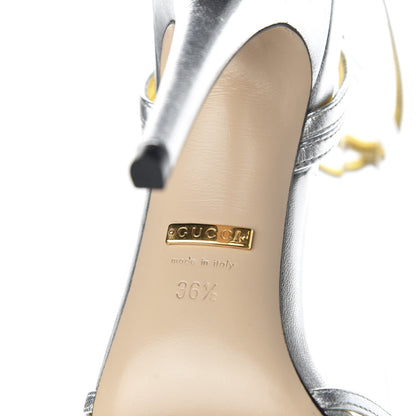 Gucci Vernice Crystal Draconia Ankle Strap High Heel Sandals 36.5 Silver 7 of 9