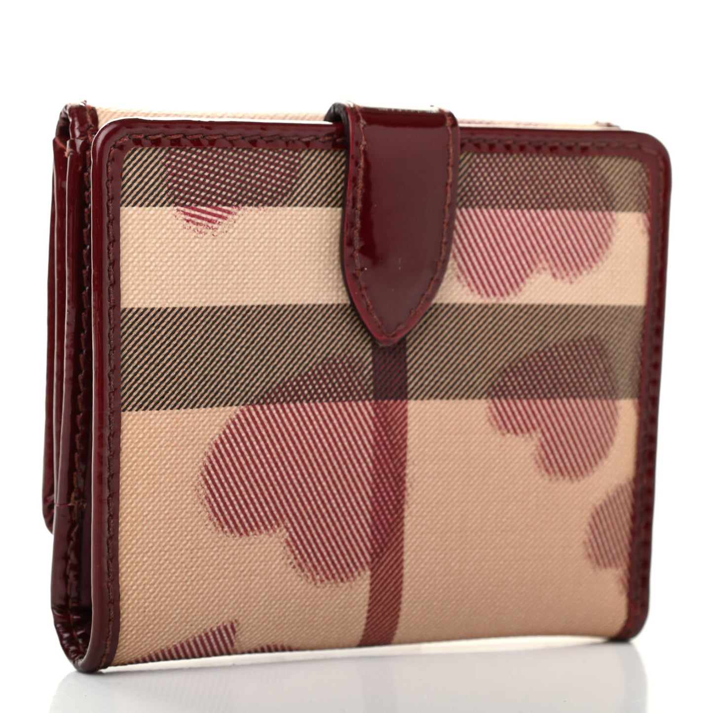 Patent Nova Check Heart Compact Wallet Berry Red