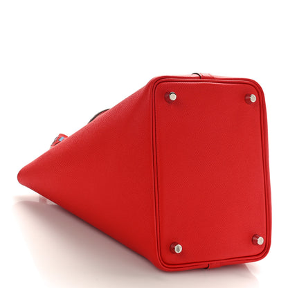 Hermes Epsom Tressage De Cuir Picotin Lock 18 PM Rouge Coeur Bleu du Nord Rouge H 4 of 8