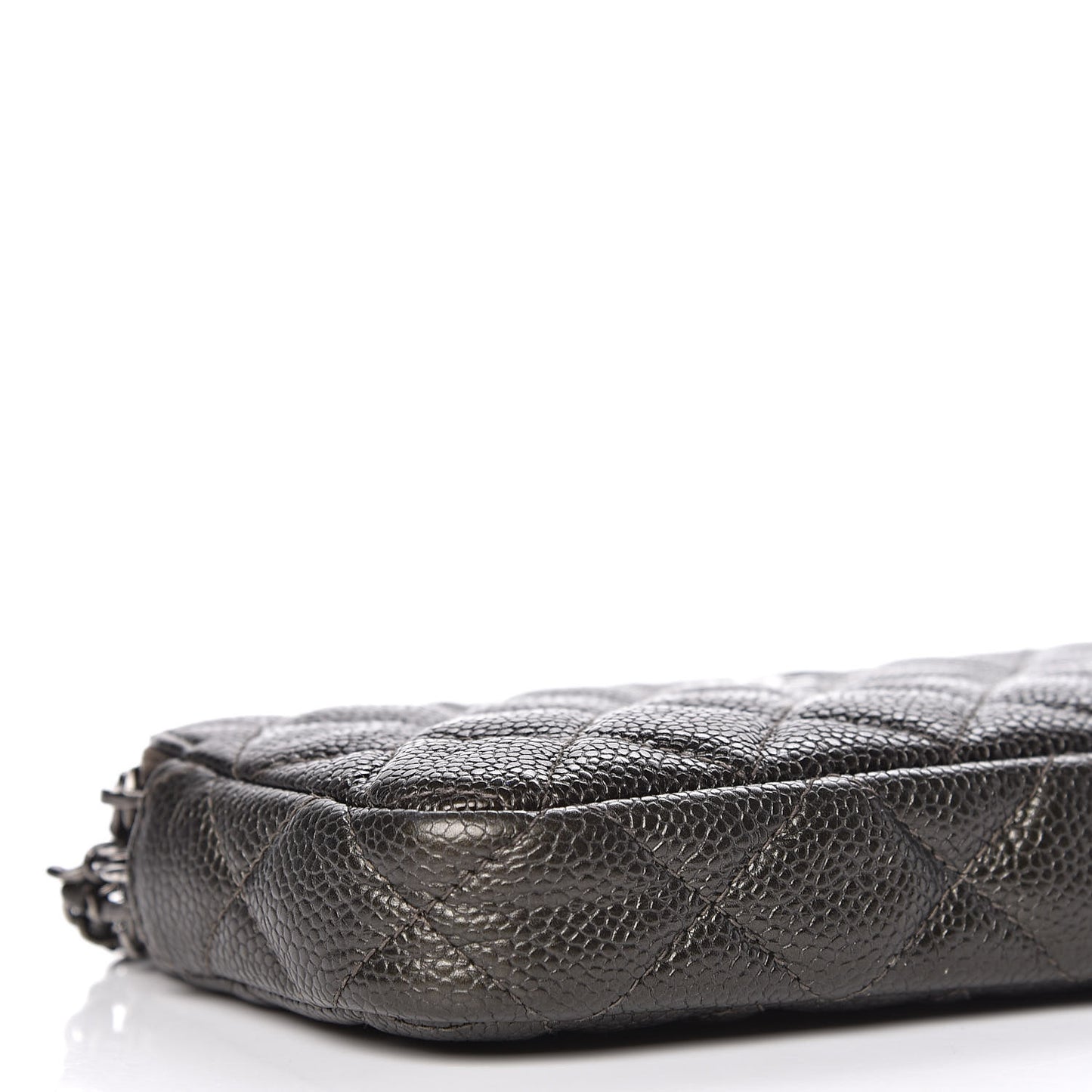 Caviar Quilted Small Clutch With Chain Dark Charcoal