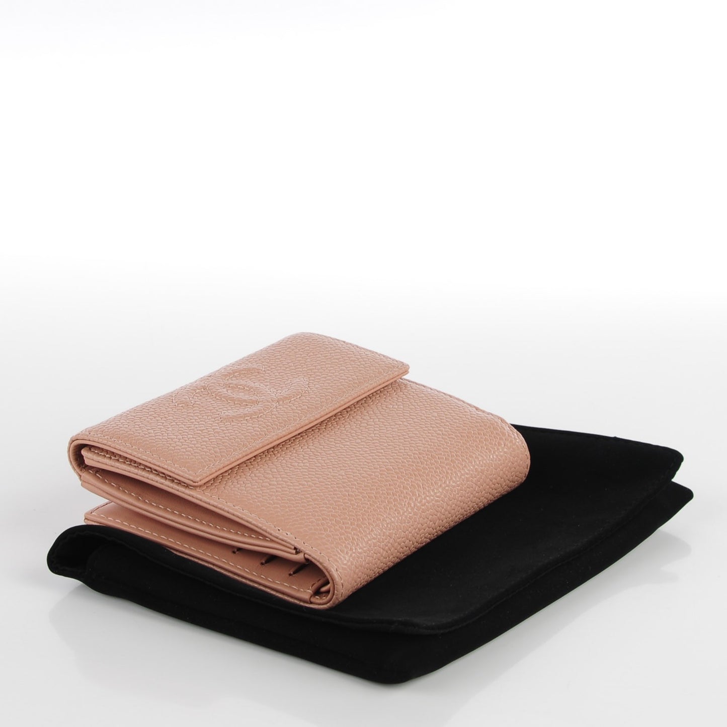 Caviar Timeless CC Small Wallet Dark Beige