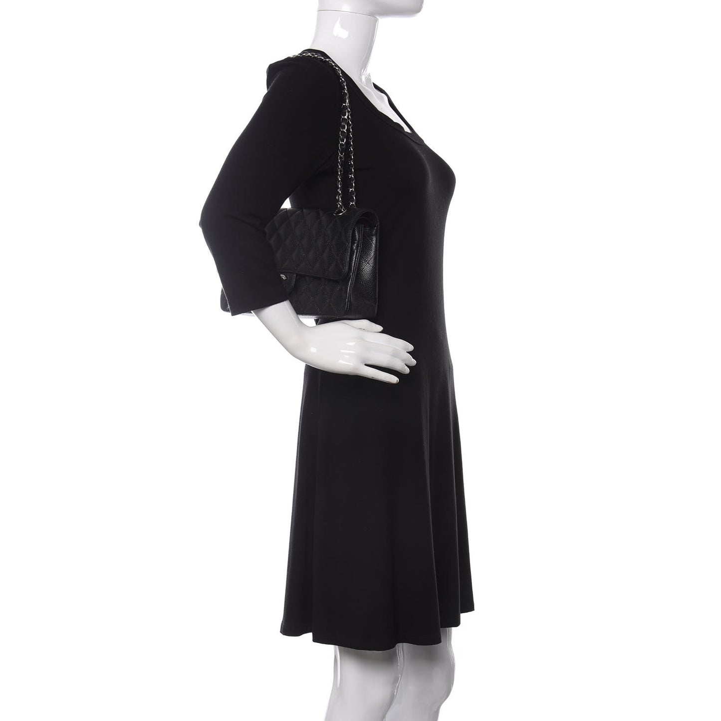 Caviar Quilted Medium Double Flap Black