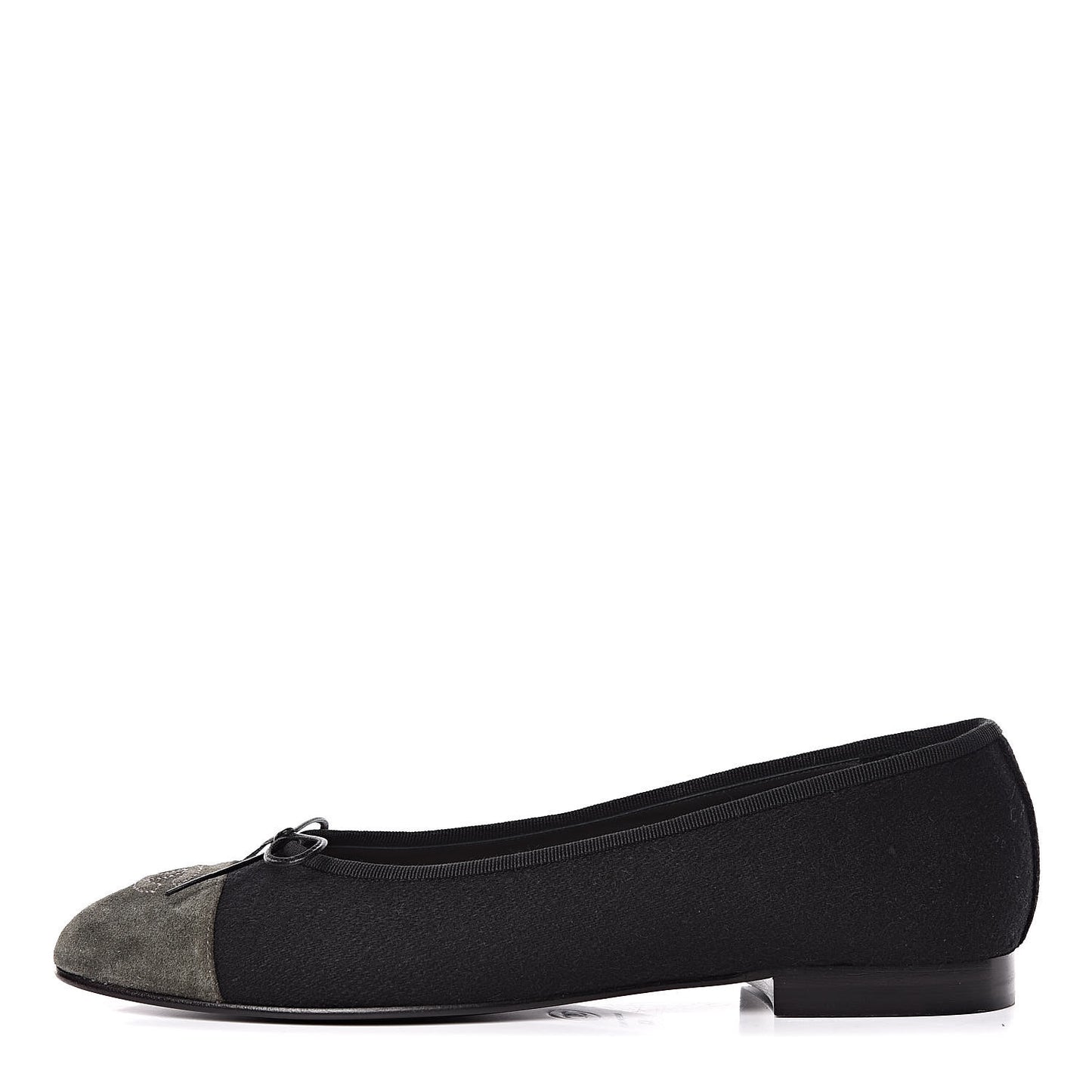 Fabric Suede Cap Toe CC Ballerina Flats 41 Black Dark Khaki