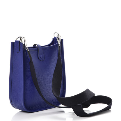 Hermes Taurillon Clemence Amazone Evelyne TPM Bleu Electrique Black 3 of 8