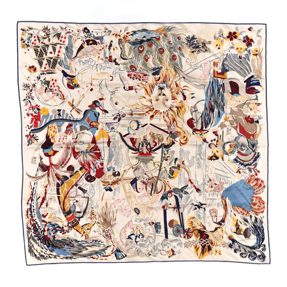 Hermes Silk Emile Et Une Nuit Scarf 90 Craie Rouge H Marine 1 of 3