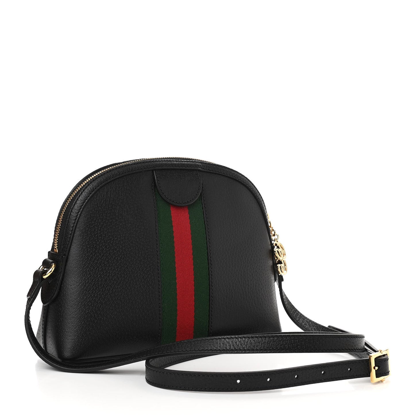 Calfskin GG Web Small Ophidia Dome Shoulder Bag Black