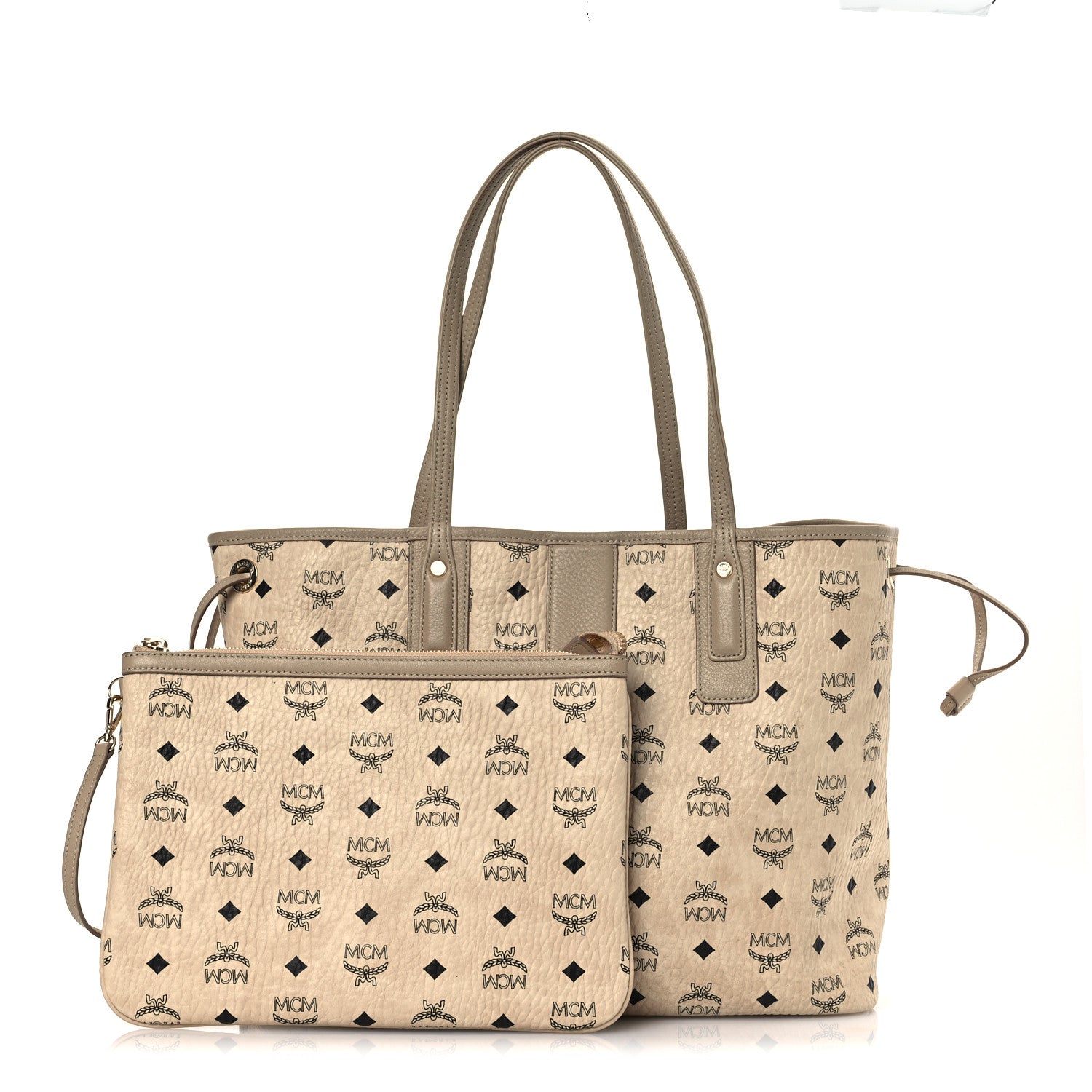MCM Visetos Medium Liz Reversible Shopper Tote Beige 4 of 20