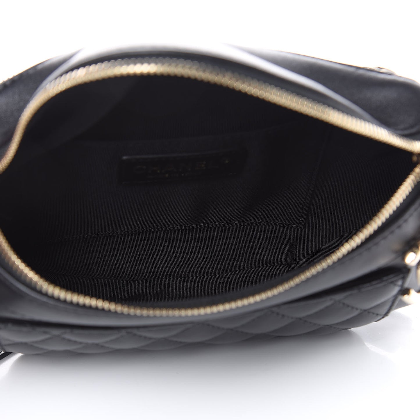 Lambskin Quilted Waist Bag Fanny Pack Black