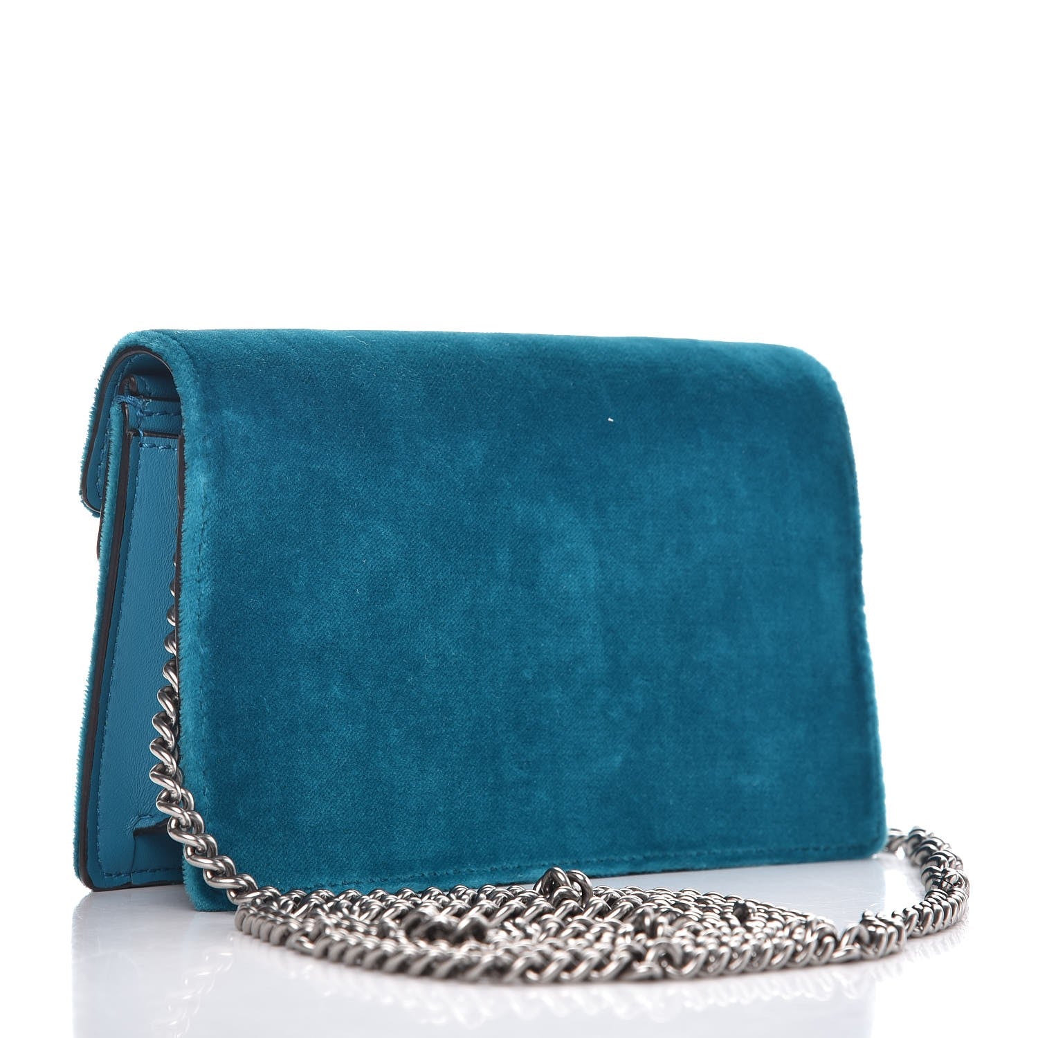 Gucci Velvet Super Mini Dionysus Shoulder Bag Pavone Cyan 3 of 7