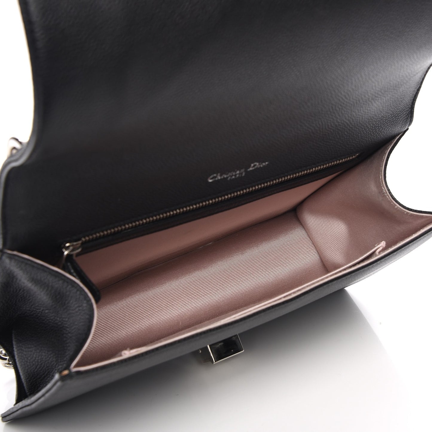 Grained Calfskin Medium Diorama Flap Bag Black