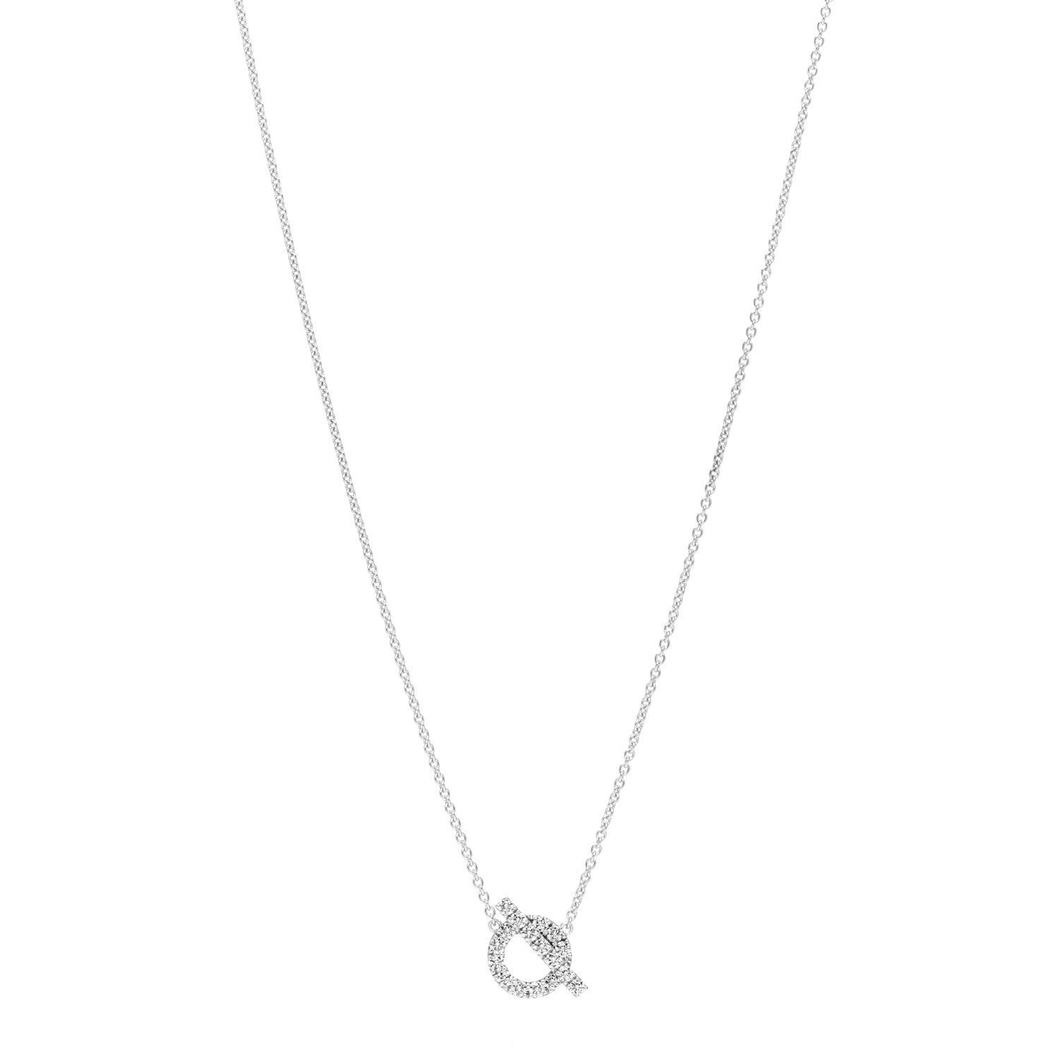 Hermes 18K White Gold Diamond Finesse Pendant Necklace 1 of 6